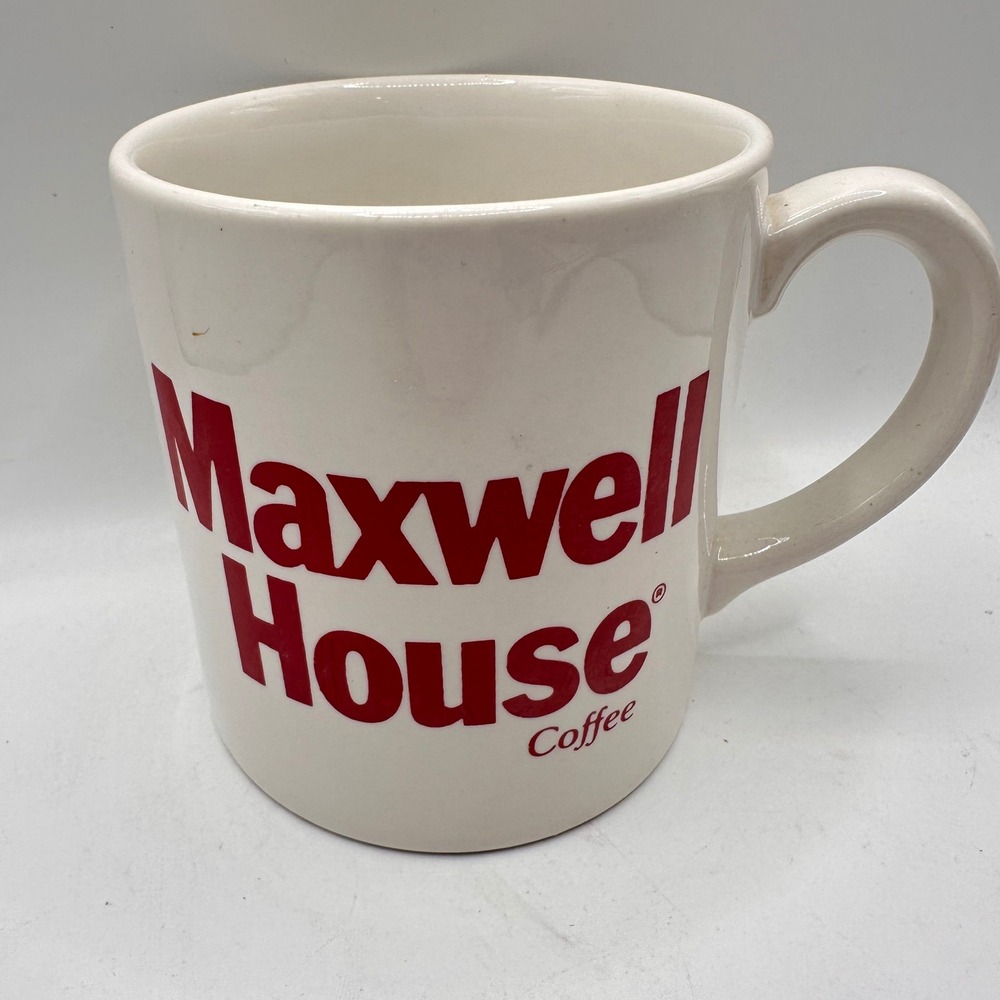 Vintage Maxwell House Coffee Mug White Ceramic Red Logo Made in England Mug